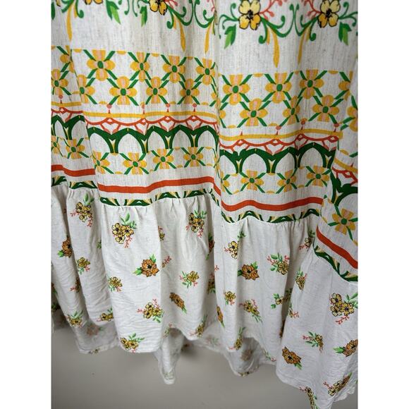 Anthropologie Fig & Flower Medium Linen Blend Midi Dress Floral Cottagecore - Picture 6 of 16